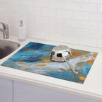 Blue Marble Dish Drying Mat for Kitchen Counter Decor 18x24 Inch Floral - Image 7