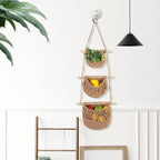 3 Tier Hanging Fruit Basket, Wall Hanging Vegetable Fruit Baskets Cotton Woven - Image 7