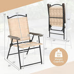 Giantex Set of 2 Patio Folding Chairs, Outdoor Patio Dining Chairs w/Armrest, Sling Back, Metal Frame, Outside Use for Lawn Camping Garden Pool Beach Yard Lounge, No Assembly, Yellow - Image 3