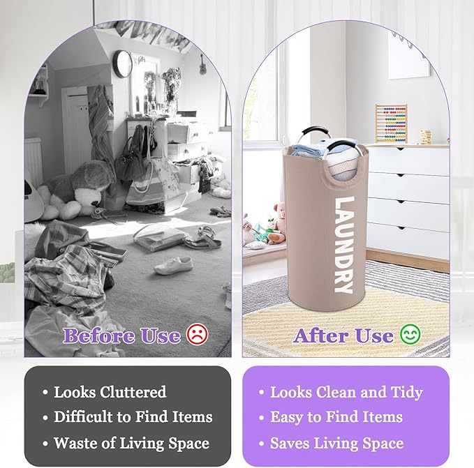 95L Folding Laundry Basket for Singles, Large Laundry Hamper - Image 7