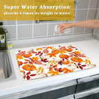 Fall Dish Drying Mat for Kitchen Counter Watercolor Pumpkins Autumn Leaves - Image 7