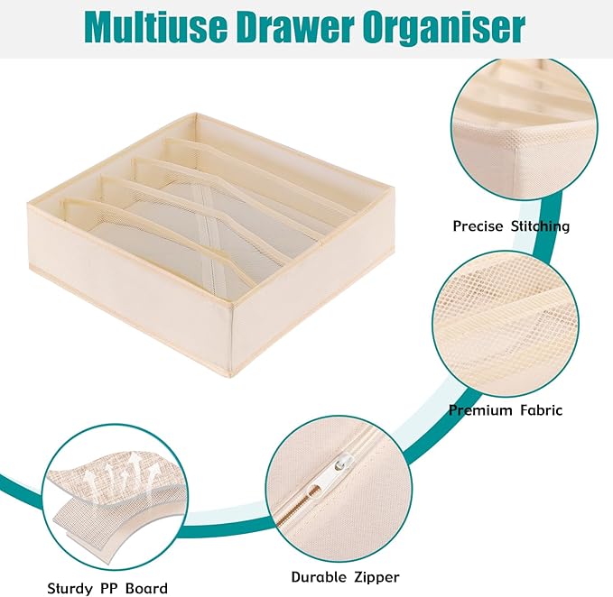 Drawer under Cabinet Clothes Organizer 5 Cell Foldable Storage Cubes Underwear - Image 6