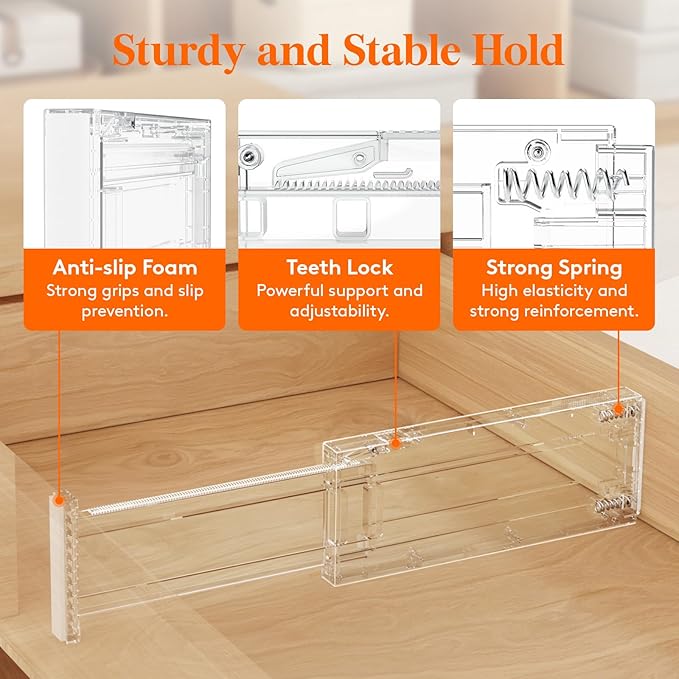 Lifewit 8 Pack 4" High Drawer Dividers 28-43.5cm/11-17" Adjustable Drawer - Image 3