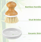 SUBEKYU Bamboo Dish Brush, Kitchen Dish Scrubber Brush, Natural Wooden - Image 5