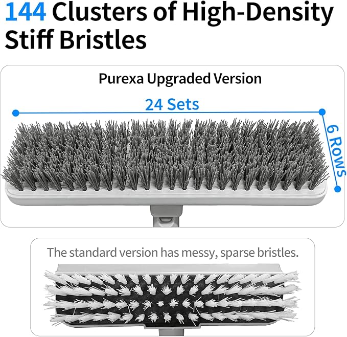 Floor Scrub Brush with 55" Long Handle, 2-in-1 Floor Brush with Built-in - Image 3