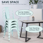FDW | Set of 4 Metal Dining Chairs | Blue | Stackable Tolix Side Chairs with Backrest | Scratch-Resistant | Non-Slip Feet | Indoor/Outdoor Use | 330 lbs Capacity | Ideal for Kitchen & Restaurant - Image 6
