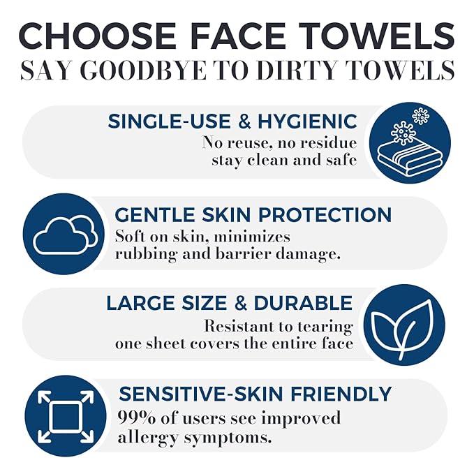 Disposable Face Towels XL, 7.9" x 9.4" Large Face Towelettes Disposable - Image 3