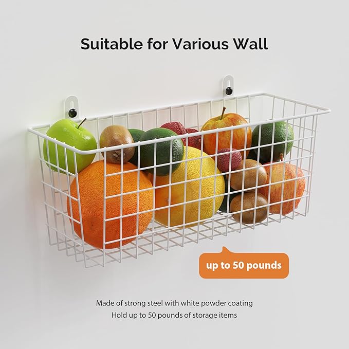 MaraFansie Wire Basket 4-Pack Hanging Wall Organizer Cabinet Storage Basket - Image 6