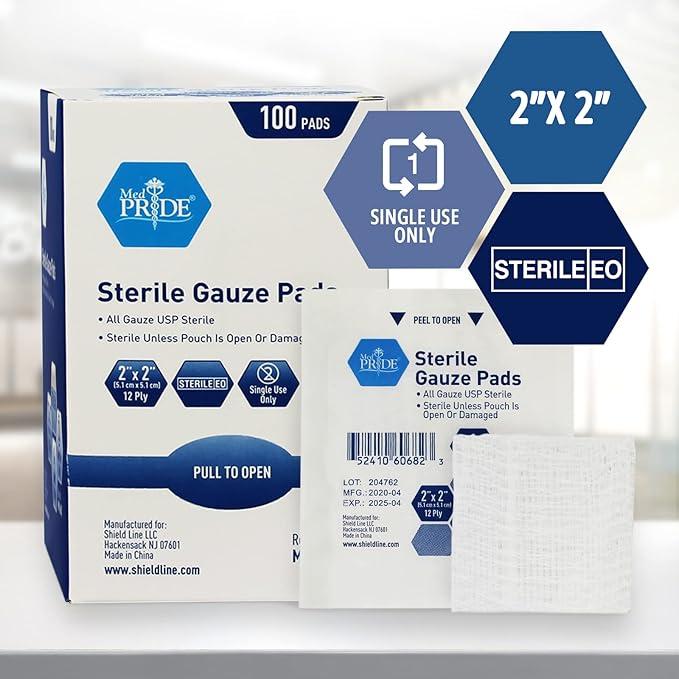 MED PRIDE Sterile Nonstick Gauze Dressing Pads, 12-Ply Cotton, Highly Absorbent - Image 5