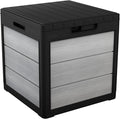 Keter Denali 30 Gallon Resin Outdoor Storage Box and Patio Furniture Side Table for Pool and Garden Accessories, Grey & Black by Keter