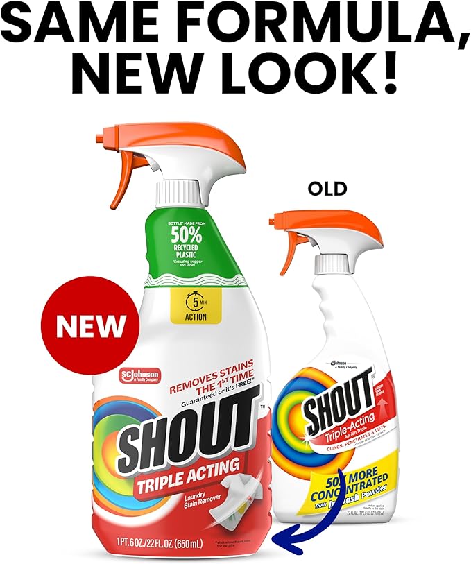 Shout Active Enzyme Laundry Stain Remover Spray, Triple-Acting Formula Clings - Image 2