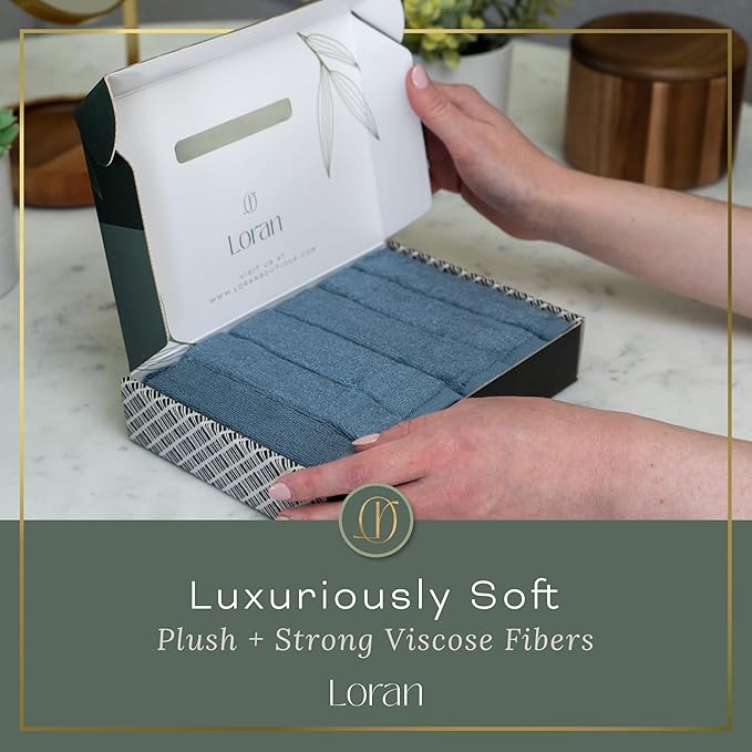 Tidal Blue Facial Washcloths Set of 6 Soft Cloths 10” x 10” 100% Viscose - Image 6