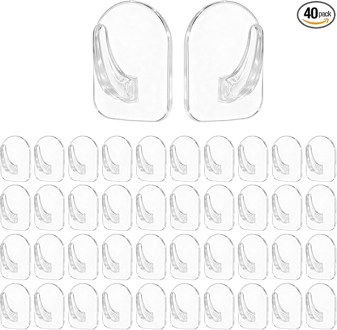 40 Pcs Clear Adhesive Wall Hooks by Unknown
