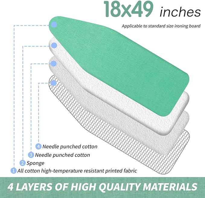 BNDX Ironing Board Cover and Pad 18" x 49" – Waterproof, Stain-Resistant - Image 2