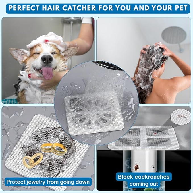 50 Pack Premium Disposable Shower Drain Hair Catcher Stickers – Waterproof Mesh - Image 4