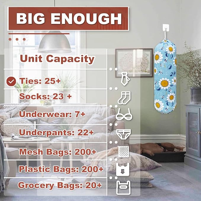 Plastic Bag Holder, Wall Mount Plastic Bag Organizer, Washable Large Grocery - Image 4