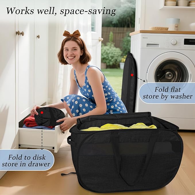 Upgraded 100L Extra Large Mesh Pop Up Laundry Hamper - Image 4