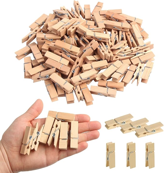 KIMOBER 1.77Inch Wide Wooden Clothespins, Sturdy Natural Wooden Craft Peg Pins by KIMOBER