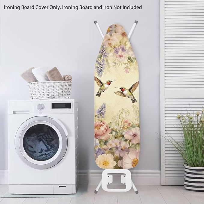 Purple Bird Flowers Ironing Board Cover Stretchy Extra Wide Table Top Ironing - Image 3