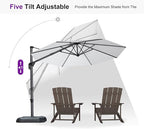 PURPLE LEAF 10 Feet Patio Umbrella with Base Outdoor Cantilever Round Umbrella Aluminum Offset Umbrella with 360-degree Rotation for Garden Deck Pool Patio Light White - Image 6