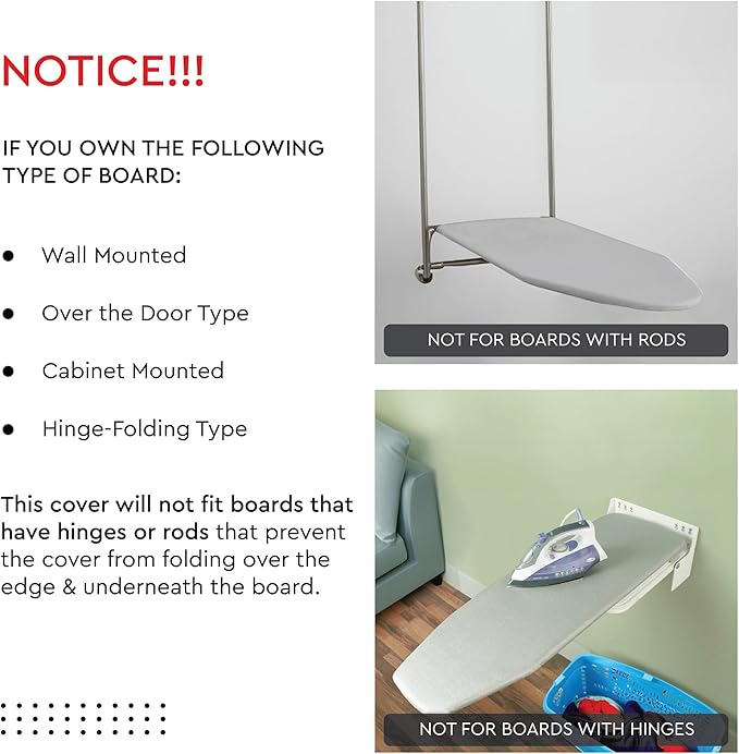 Encasa XO Ironing Board Cover and Pad 42"x14" - 4mm Felt Medium Iron Board - Image 7