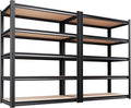 Set of 2 Garage Shelving Heavy Duty Storage Shelves, Metal Adjustable Shelving Unit, Utility Garage Organizer Shelf for Basement, Pantry, Kitchen, Warehouse, 15.7" Dx35.4 Wx71.2 H, Black by Unknown