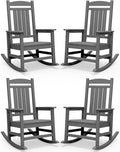 SERWALL Outdoor Rocking Chair Set of 4, HDPE Patio Rocking Chair, All-Weather Porch Rocker for Balcony, Yard, Dark Gray by SERWALL