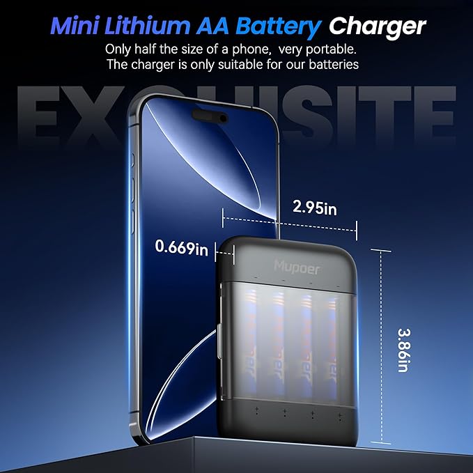 Rechargeable AA Batteries with Box, 3600mWh Lithium Batteries AA 1.5V 4 Count - Image 2