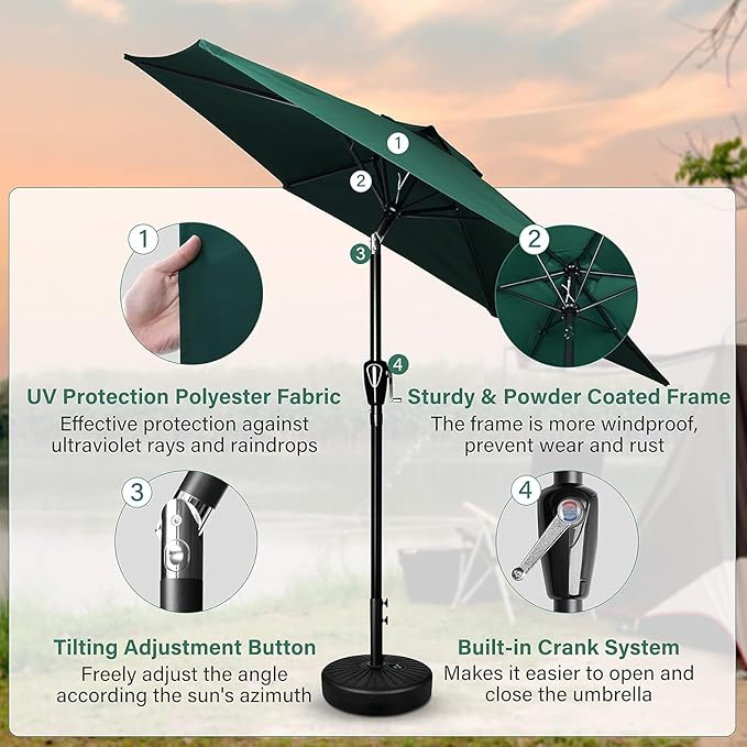 Simple Deluxe 9' Patio Umbrella Outdoor Table Market Yard Umbrella with Push Button Tilt/Crank - Image 3