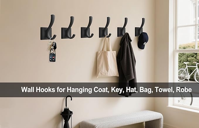 Black Wall Hooks Coat Hook, Towel Hooks Robe Hook - Image 2