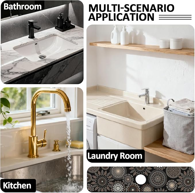 2 Pcs Kitchen Sink Splash Guard Faucet Mats Mandala Pattern Faucet Mat - Image 7