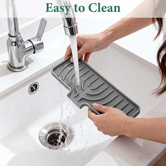 GUUKIN Sponge Holder for Kitchen Sink, 9.8"×4.9" Silicone Dish Drying Mat - Image 7