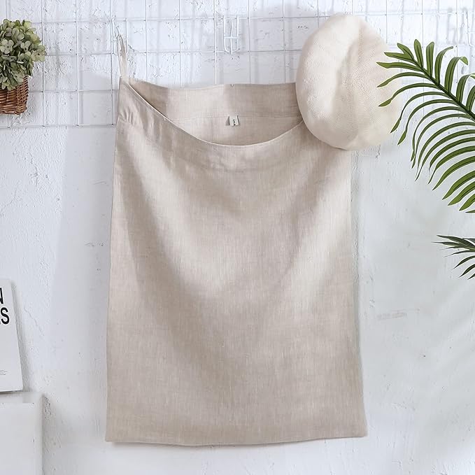 Amazhiyu Pure Linen Over The Door Laundry Hanging Hamper Bag - Image 3
