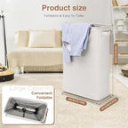 Slim Laundry Basket with Lid and Handles, Foldable Laundry Basket - Image 2