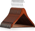 Casafield - 10 Walnut Wooden Suit Hangers - Premium Lotus Wood by Casafield
