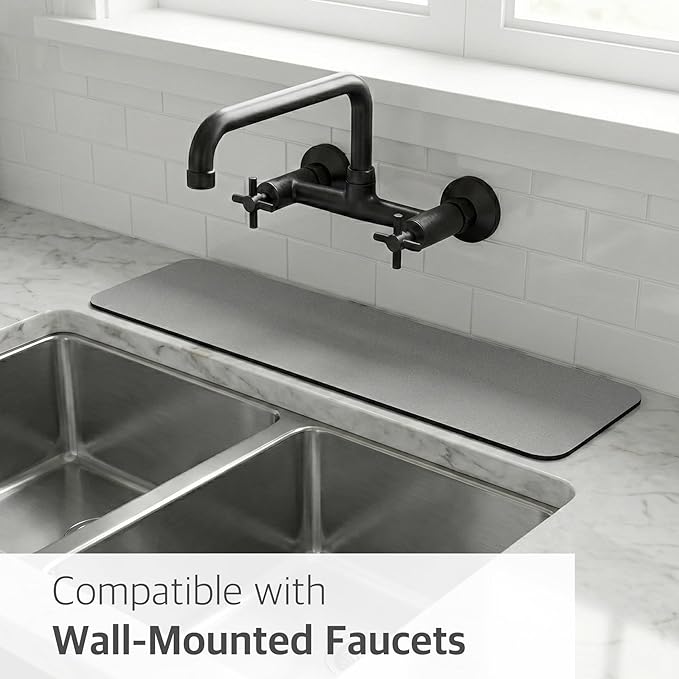 Customizable Faucet Mat for Kitchen Sink: 24" L x 4" W Grey Bathroom Counter - Image 7