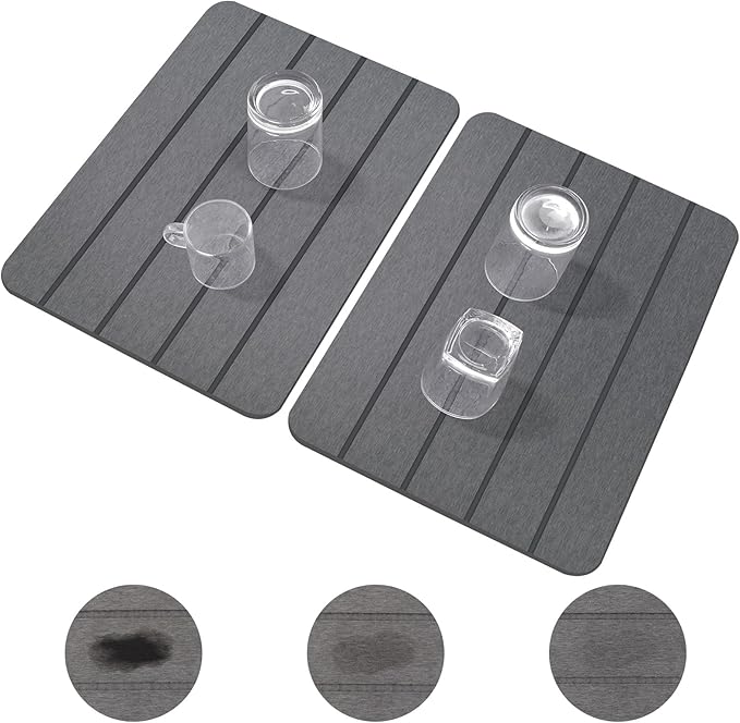 Stone Drying Mat for Kitchen Counter, 2 Pack 16''x12'' Quick Dish Drying Stone by EnjoyLifewithBlaithom