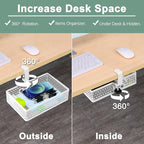 ROSYLIN Heavy Duty Clamp On Under Desk Drawer Organizer Storage Tray Basket - Image 3