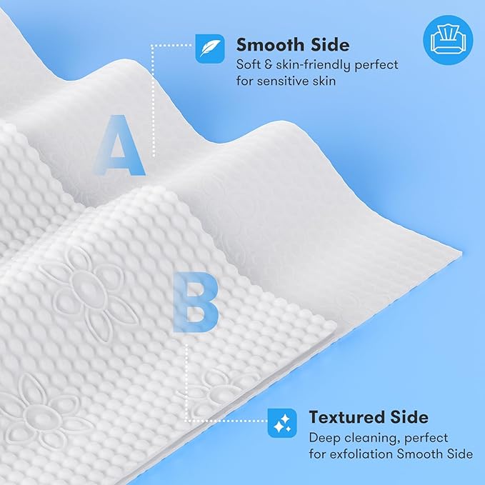 Disposable Face Towel, Soft & Thick Lint-Free Biodegradable Face Towelettes - Image 2