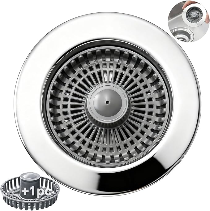 Solid Brass Body 3-in-1 Kitchen Sink Drain Strainer & Stopper, Heavy Duty Pop by Unknown