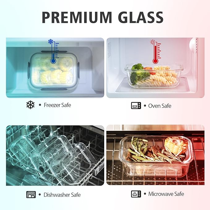 24 Pieces Glass Food Storage Containers - Image 4