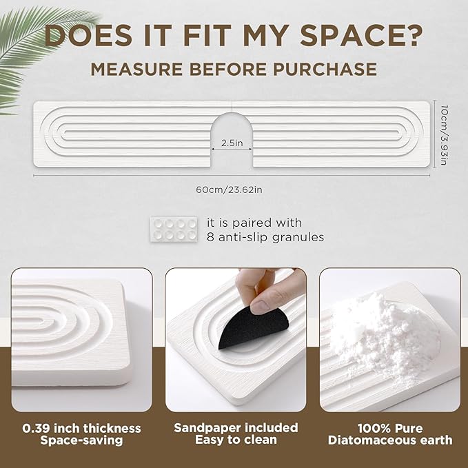 Faucet Mat for Kitchen Sink, Diatomite Stone Drying Sink Protectors, Bathroom - Image 4