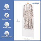 50 Pack 72inch Extra Long Plastic Garment Bag Dust Proof Clear Plastic Clothes - Image 2