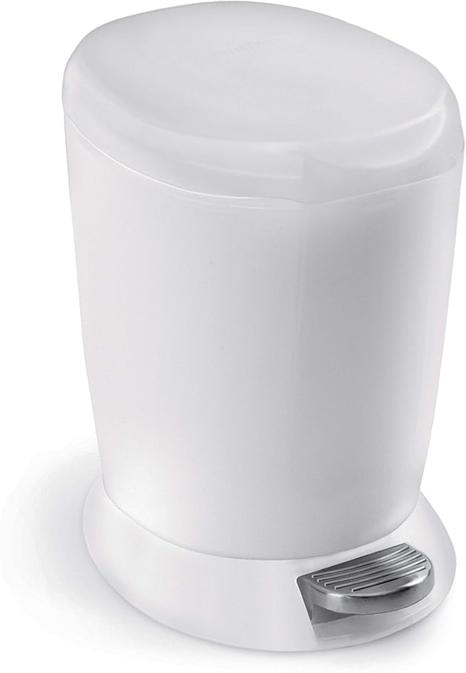 simplehuman 6 Liter / 1.6 Gallon Compact Plastic Round Bathroom Step Trash Can by Simplehuman