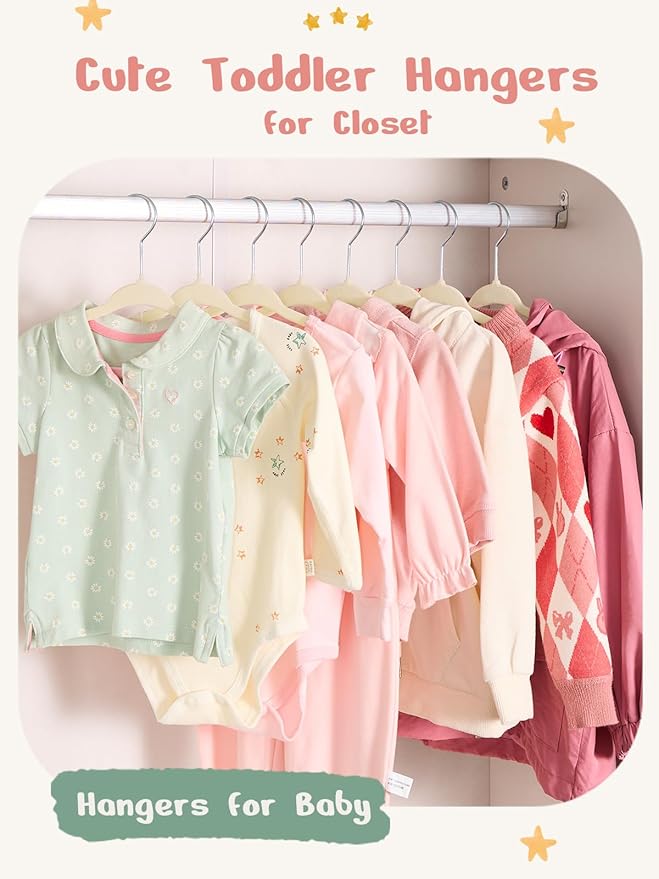 HOUSE DAY 11 Inch Velvet Baby Hangers 50 Pack Beige, Premium Kids Hangers - Image 2