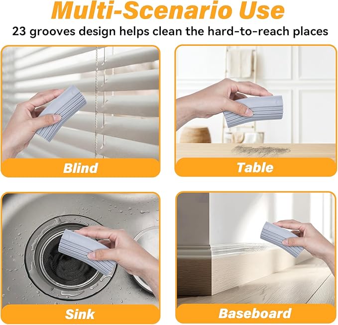 2-Pack Damp Duster Sponge for clean, Magic Sponge Eraser Baseboard Cleaner Tool - Image 4