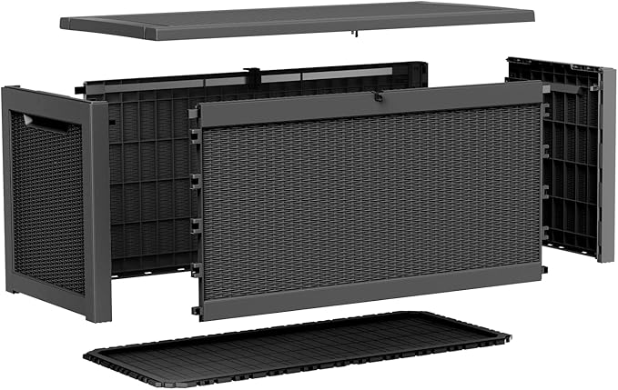 310 Gallon Lockable Outdoor Storage Box – Waterproof Resin Deck Box for Patio Furniture, Garden Tools, Pool Accessories (Black) - Image 8
