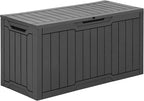 YITAHOME 80 Gallon Outdoor Storage Box, Large Waterproof Resin Deck Box, Indoor Outdoor Lockable Storage Container for Patio, Garden, Cushions, Tools, Equipment (Dark Gray) by YITAHOME