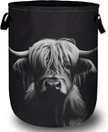 Highland Cow Laundry Basket, Foldable Waterproof Black Laundry Hamper Tote Bag by Unknown