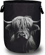 Highland Cow Laundry Basket, Foldable Waterproof Black Laundry Hamper Tote Bag by Unknown